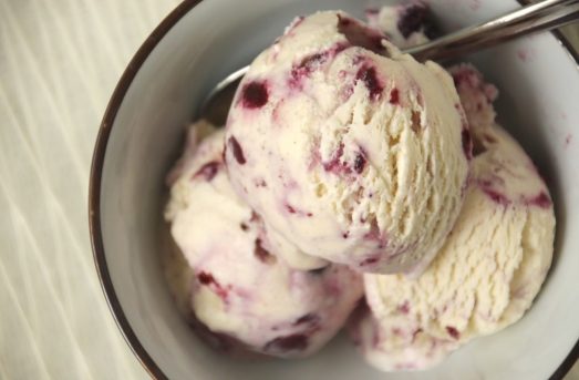 Blueberry Cardamom Cheesecake Ice Cream {{Baking Bytes}}